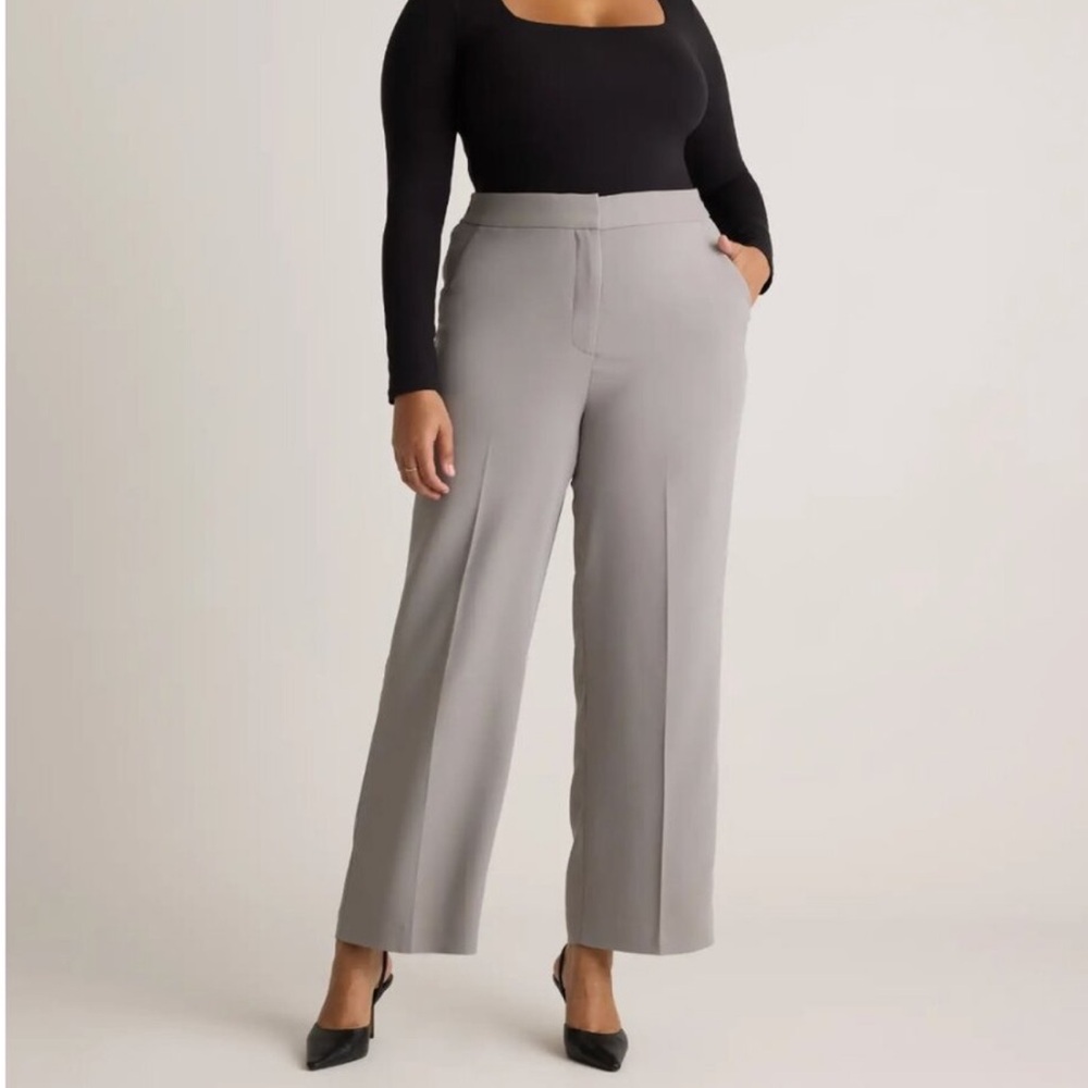 NWT Quince Women's Stretch Crepe Classic Trouser Pants 30" Pants Coastal Grey 6